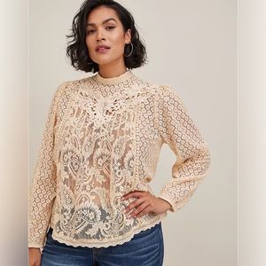 ISO ISO ISO!! torrid beige MIXED LACE HIGH NECK TOP